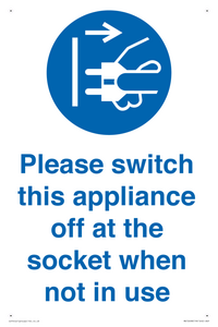 Please switch this appliance off at the socket when not in use